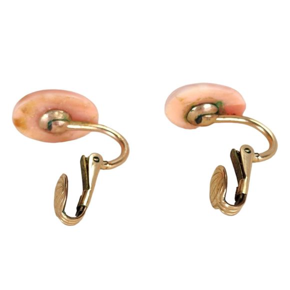 Vintage Angel Skin Coral Necklace 16in Earrings Beaded Strand Clip On Studs - Picture 12 of 16